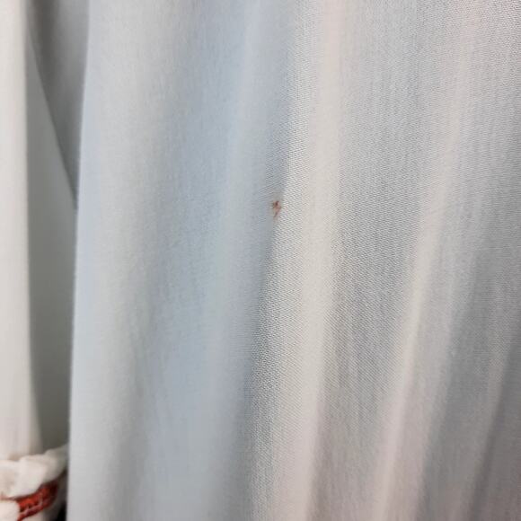 LOFT VISCOSE WOMEN'S L TOP WHITE EMBROIDERY 3/4 BELL SLEEVE PHEASANT BOHO - Picture 11 of 12